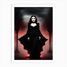 Gothic Vampire Woman Art Print