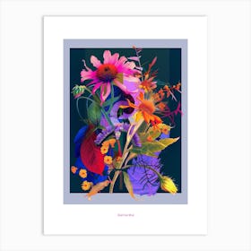 Gaillardia 3 Neon Flower Collage Poster Art Print