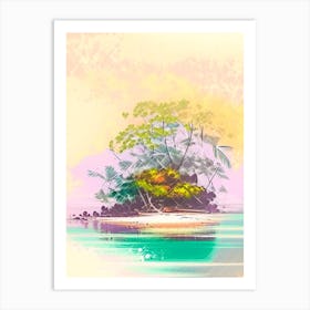 Moyo Island Indonesia Watercolour Pastel Tropical Destination Art Print