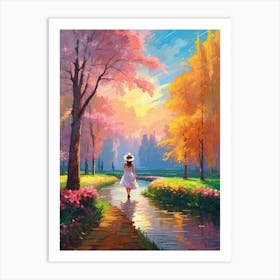 Girl Walking In The Park Art Print