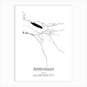 Ambrolauri,Georgia Minimalist Map Art Print