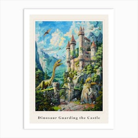 Dinosaur Guarding The Castle Painting Poster Art Print