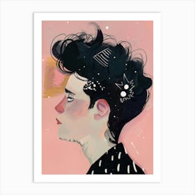 Man With Curly Hair Art Print