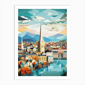 Zurich, Switzerland, Geometric Illustration 1 Art Print