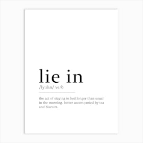 Lie In Definition Poster - Dictionary Art Print