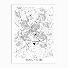 Doncaster White Black Art Print