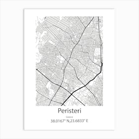 Peristeri,Greece Minimalist Map Art Print