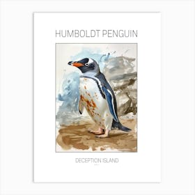 Humboldt Penguin Deception Island Watercolour Painting 2 Poster Art Print