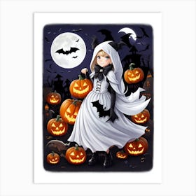 Witch With Pumpkins 2 Art Print