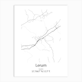 Lerum,Sweden Minimalist Map Art Print