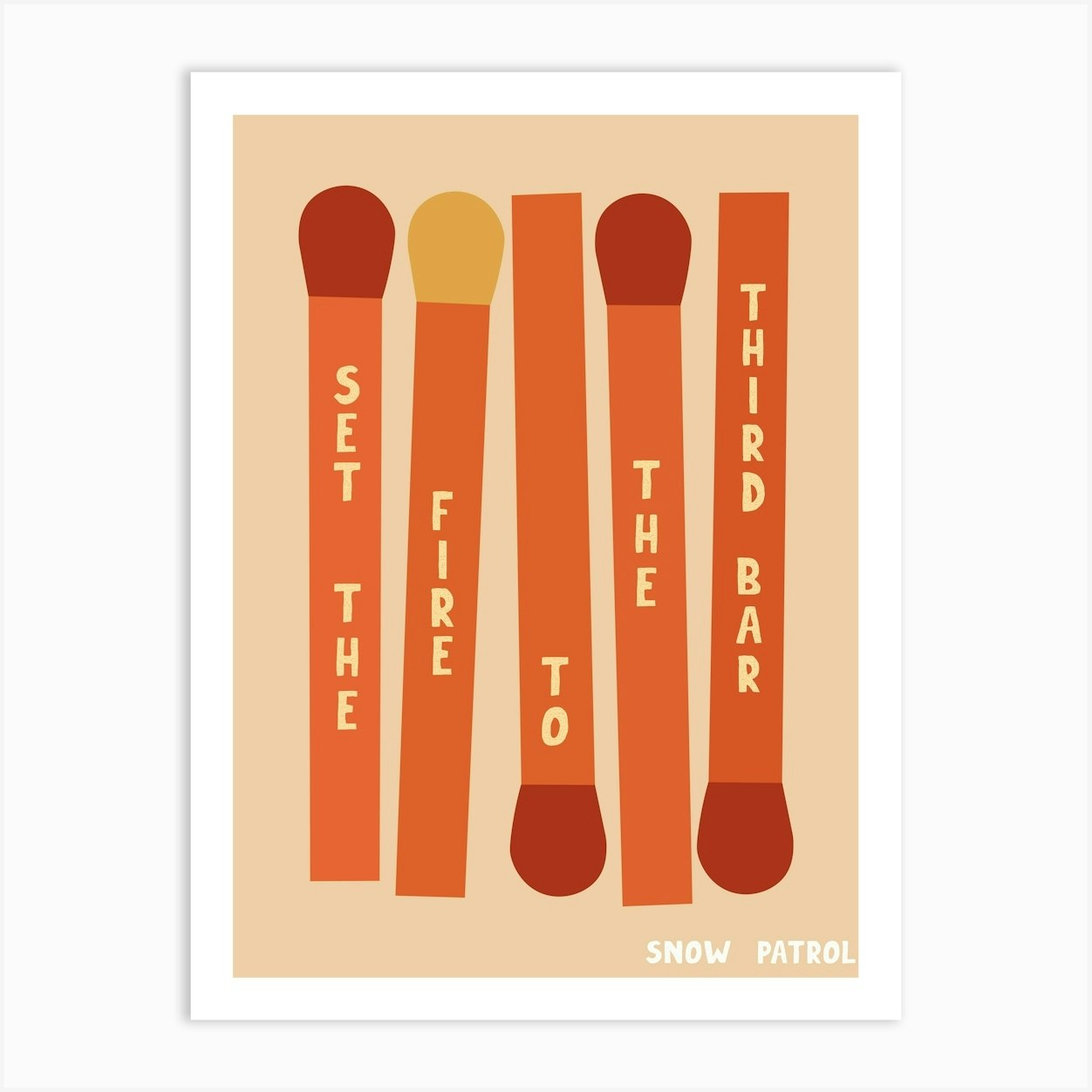 Snow Patrol Music Poster Funky Wall Art Album Poster Cool Prints Mid Century Modern Song Lyrics Print Matchbox Print Music Gifts 1 Art Print by Jaffa