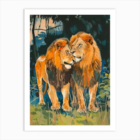 Southwest African Lion Rituals Fauvist Painting 3 Art Print