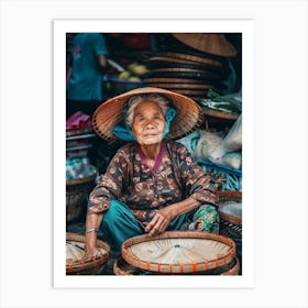 Old Lady At The Market Art Print