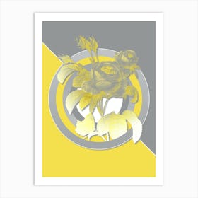 Vintage Provence Rose Botanical Geometric Art in Yellow and Gray n.474 Art Print