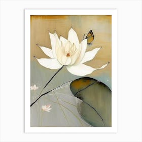 Lotus And Butterfly Symbol Abstract Painting Art Print