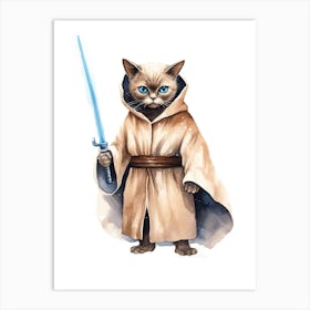 Burmese Cat As A Jedi 1 Art Print