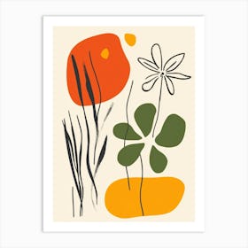 Flowers And Grass Art Print