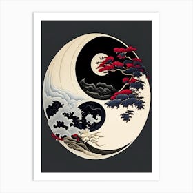 Yin and Yang Symbol 3, Japanese Ukiyo E Style Art Print
