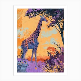 Purple Giraffe Illustration Art Print