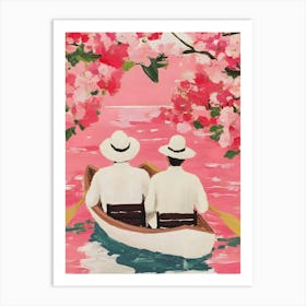 Two Lovers In A Boat Art Print