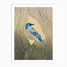 Eastern Bluebird Linocut Bird Art Print