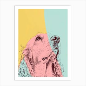 Cocker Spaniel Dog Pastel Line Illustration  2 Art Print