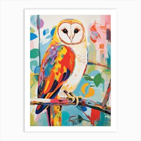 Colourful Bird Painting Barn Owl 3 Art Print