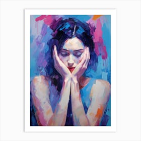 Woman With Her Hands On Her Face Art Print