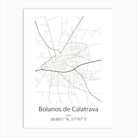 Bolanos De Calatrava,Spain Minimalist Map Affiche