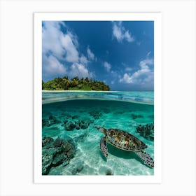 Turtle In The Maldives Art Print