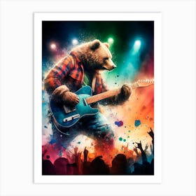 Bear Playing Guitar Art Print