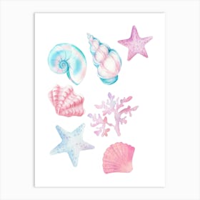 Watercolor Seashells 1 Art Print