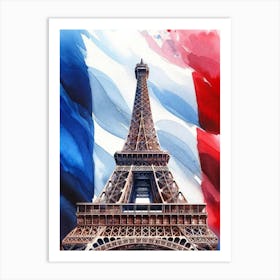 France Eiffel Tower French Flag Art Print