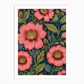 Pink Flowers By William Morris Art Print