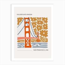 Golden Gate Bridge   San Francisco, California, Warm Colours Illustration Travel Poster 2 Art Print