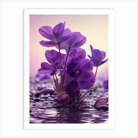 Purple Flowers In Water Art Print