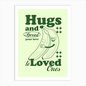 Retro Wall Art Vintage Decor Retro Cartoon Printable Art Retro Banana Hugs Apartment Decor Trendy Retro Poster Art Print