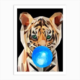 Tiger Cub With Blue Ball Art Print