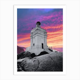 Lighthouse At Sunset Art Print