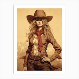 Vintage Style Cowgirl 4 Art Print