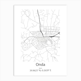 Onda,Spain Minimalist Map Póster