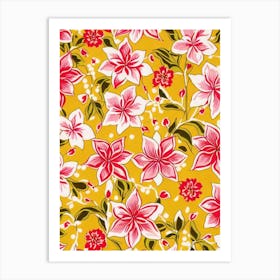 Amaryllis Floral Print Retro Pattern 1 Flower Art Print