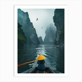 Woman In A Boat Art Print