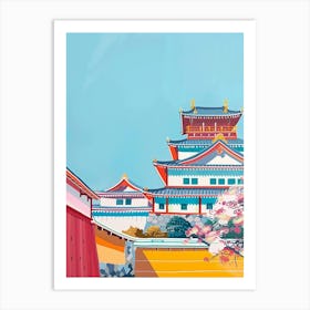 Shurijo Castle Okinawa Colourful Illustration Art Print