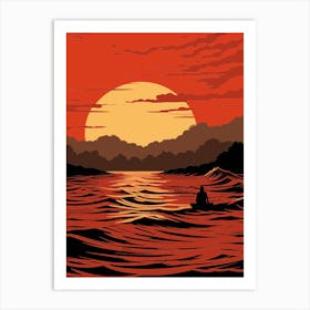 Sunset In The Ocean Art Print