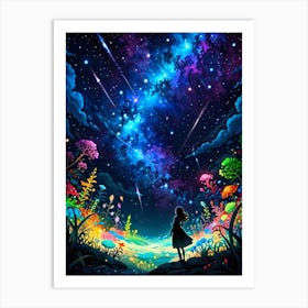 Girl In The Night Sky Art Print