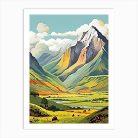 Rainbow Mountain Peru 2 Vintage Travel Illustration Art Print