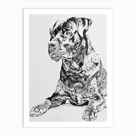 Rottweiler Dog Line Sketch2 Art Print