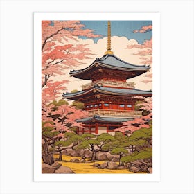 Nara Park, Japan Vintage Travel Art 3 Art Print