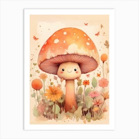 Cute Mushroom Nursery 7 Art Print